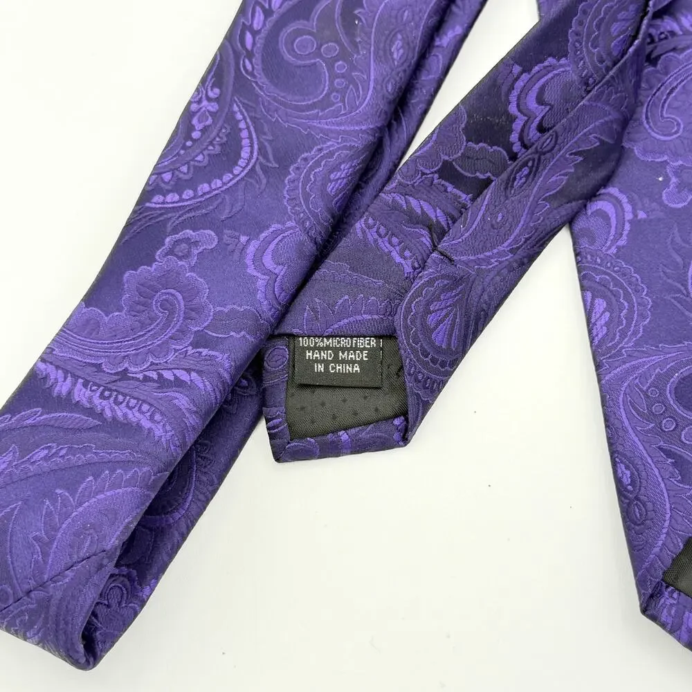 Stacy Adams Purple Paisley Microfiber Necktie 60x3.25 Extra Long Men's Dress Tie